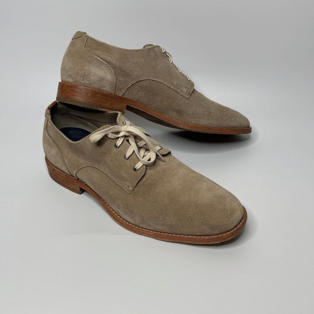 Cole Haan Leather Shoes Men 11 Beige Tan Suede Bucks Oxfords Dress Office Casual